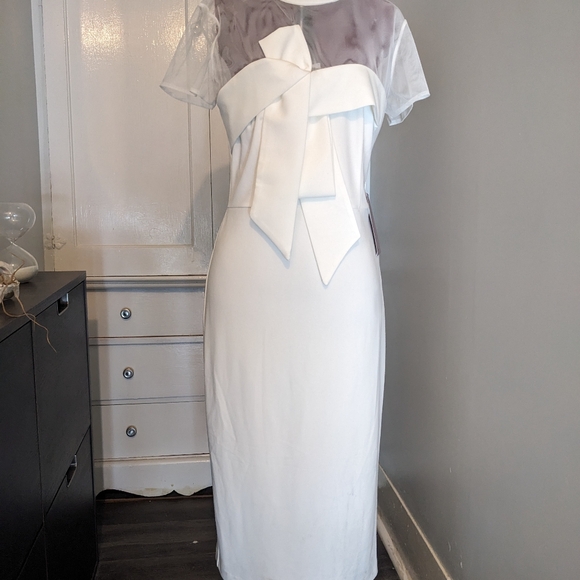 JS Collection White Bow Dress sz 8 - Picture 7 of 8